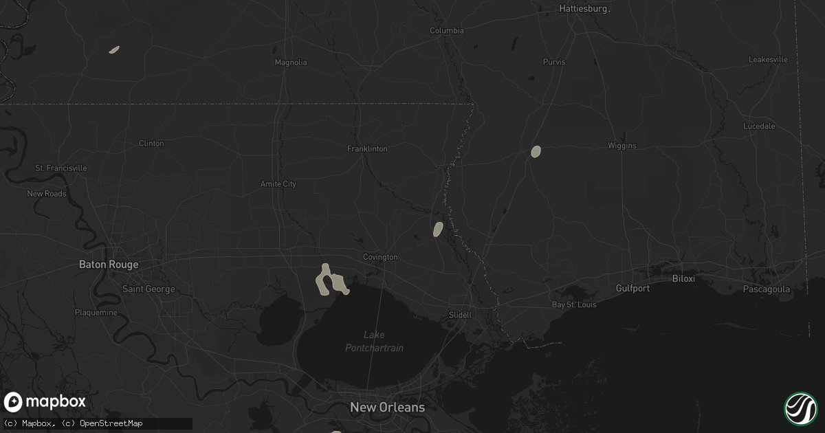 Hail map in Bush, LA on May 22, 2026
