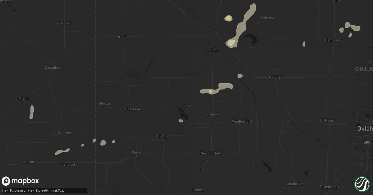 Hail map in Butler, OK on May 22, 2026