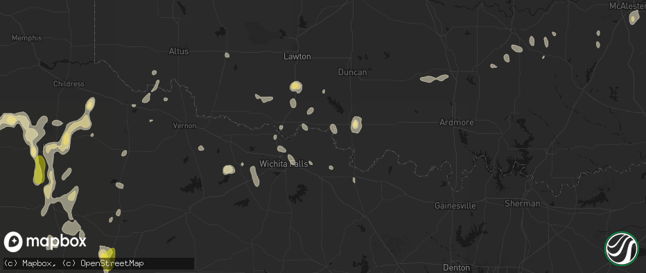 Hail map in Byers, TX on May 22, 2026