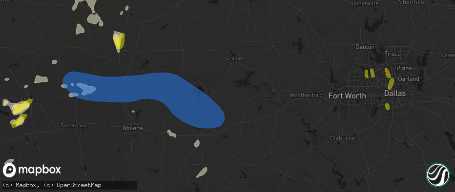 Hail map in Caddo, TX on May 22, 2026