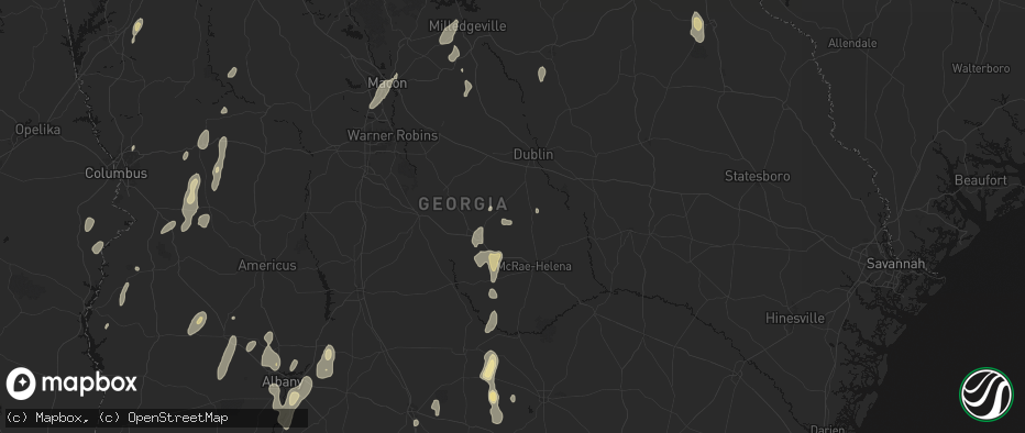 Hail map in Cadwell, GA on May 22, 2026