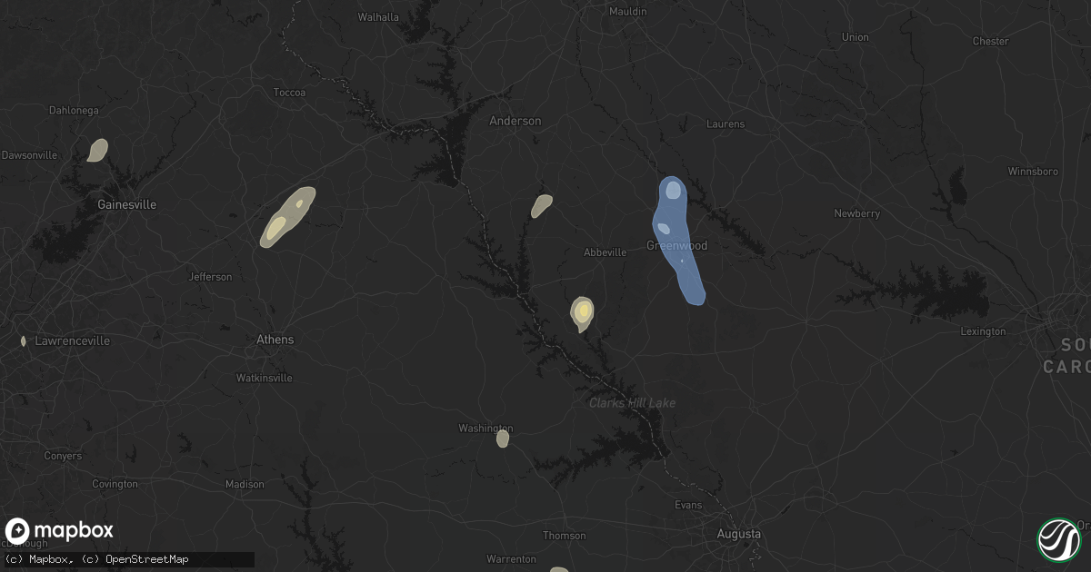 Hail map in Calhoun Falls, SC on May 22, 2026