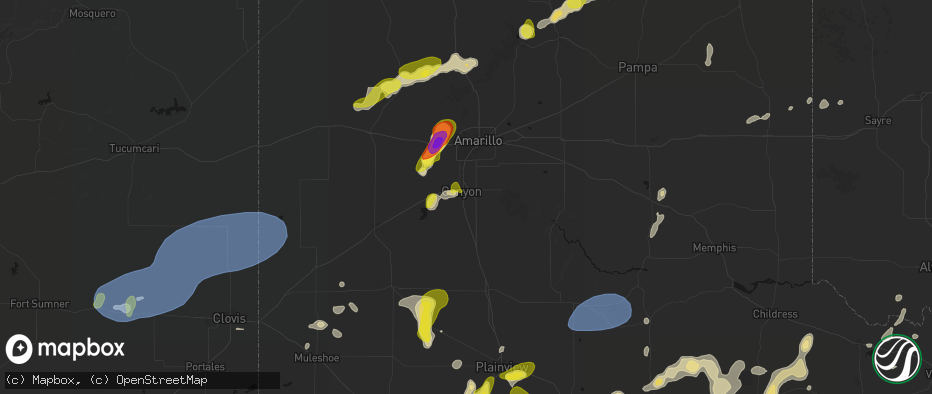 Hail map in Canyon, TX on May 22, 2026