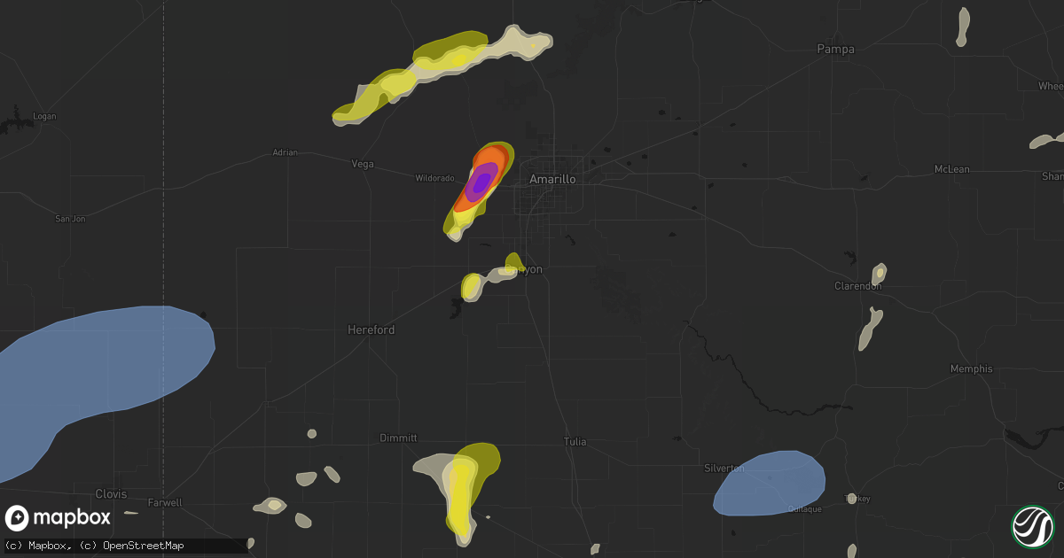 Hail map in Canyon, TX on May 22, 2026