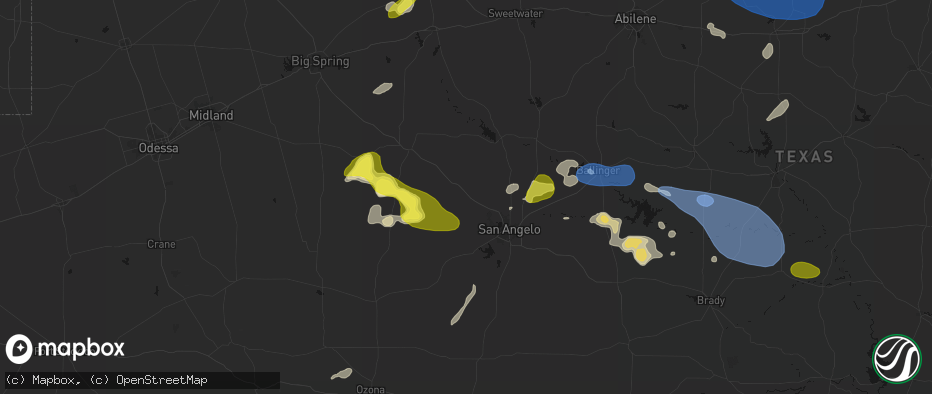 Hail map in Carlsbad, TX on May 22, 2026