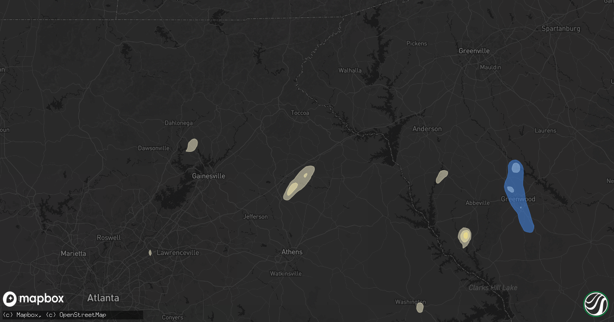 Hail map in Carnesville, GA on May 22, 2026