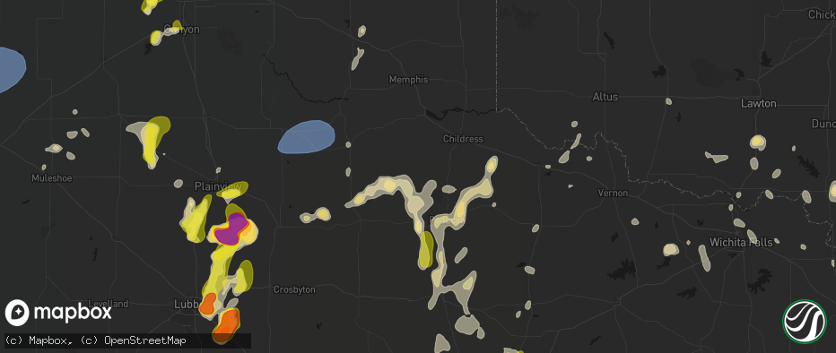 Hail map in Cee Vee, TX on May 22, 2026