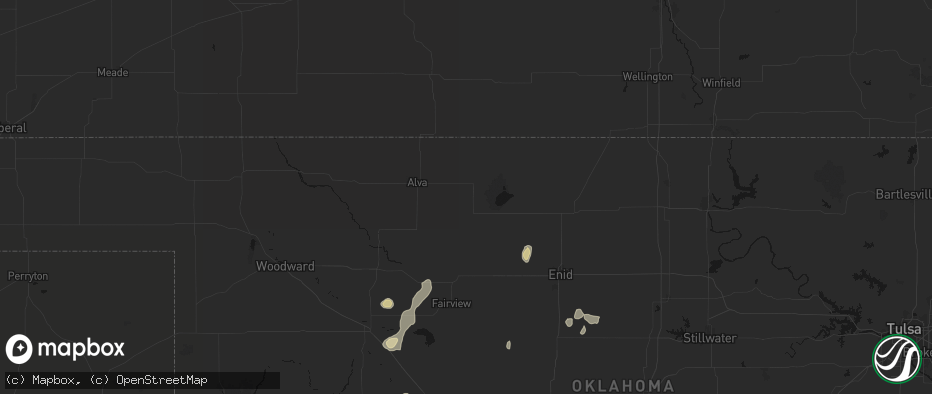 Hail map in Cherokee, OK on May 22, 2026