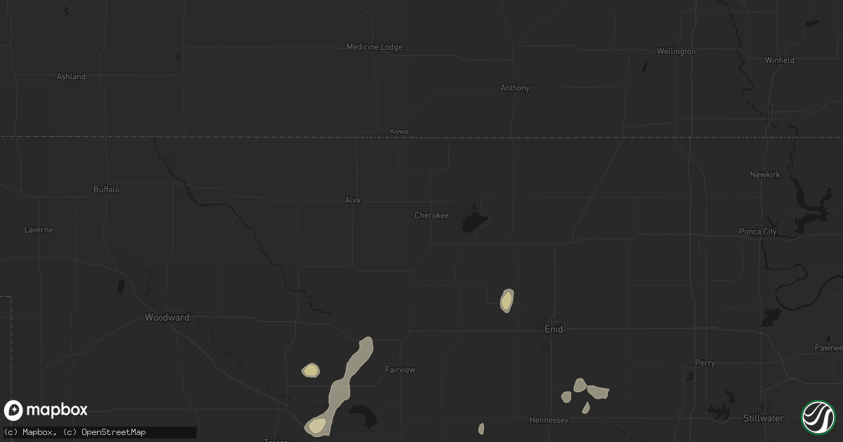 Hail map in Cherokee, OK on May 22, 2026