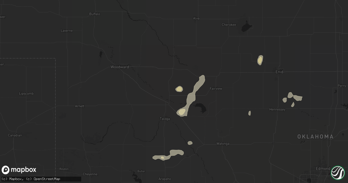 Hail map in Chester, OK on May 22, 2026