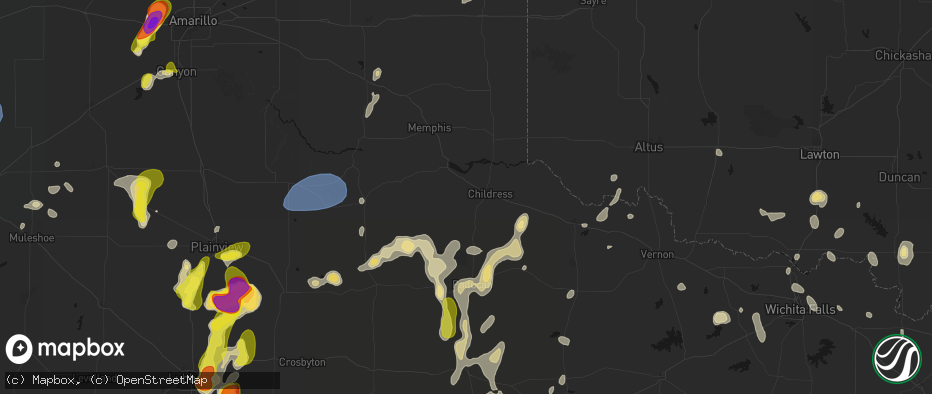 Hail map in Childress, TX on May 22, 2026