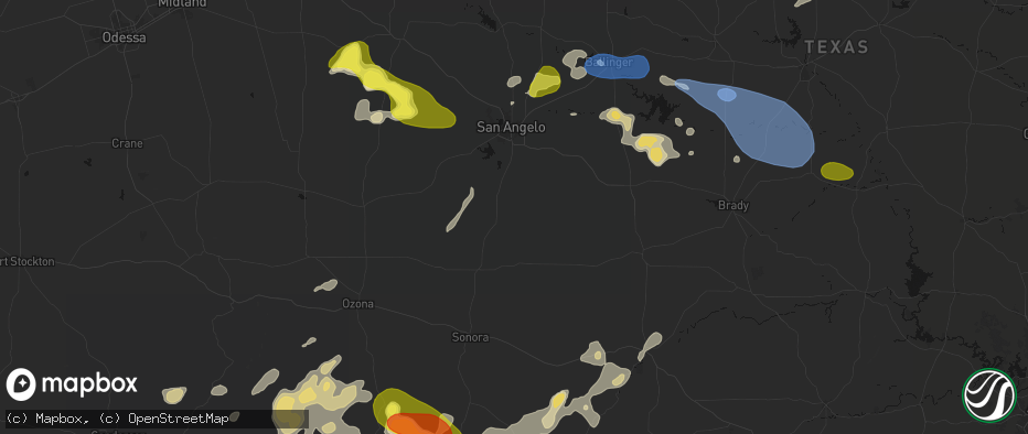 Hail map in Christoval, TX on May 22, 2026
