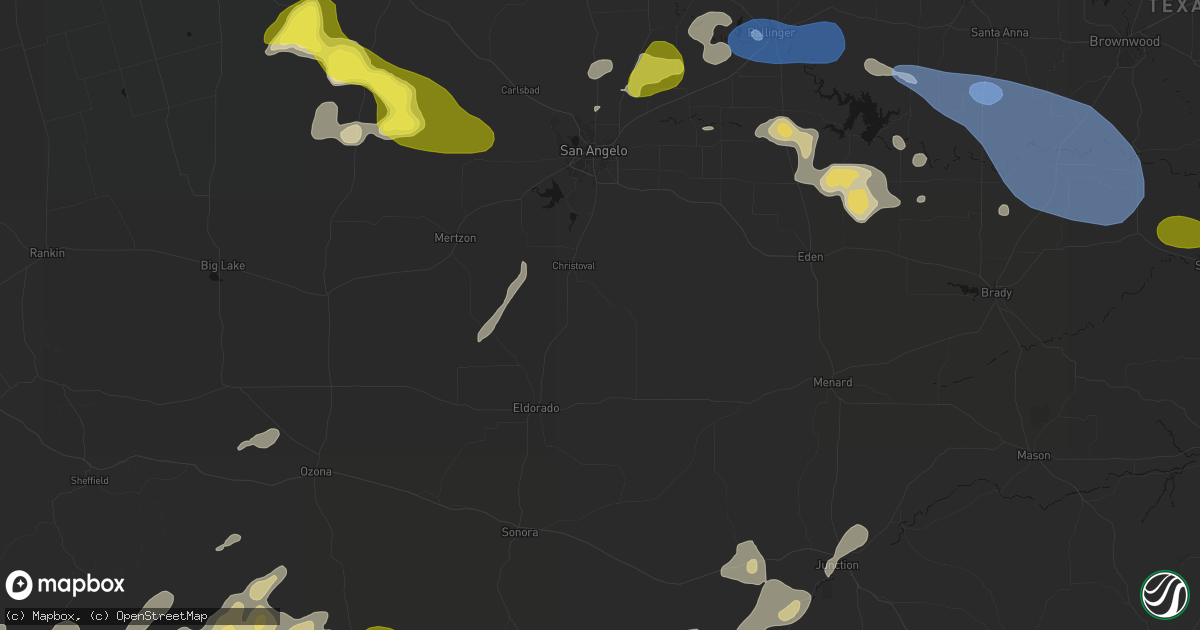 Hail map in Christoval, TX on May 22, 2026