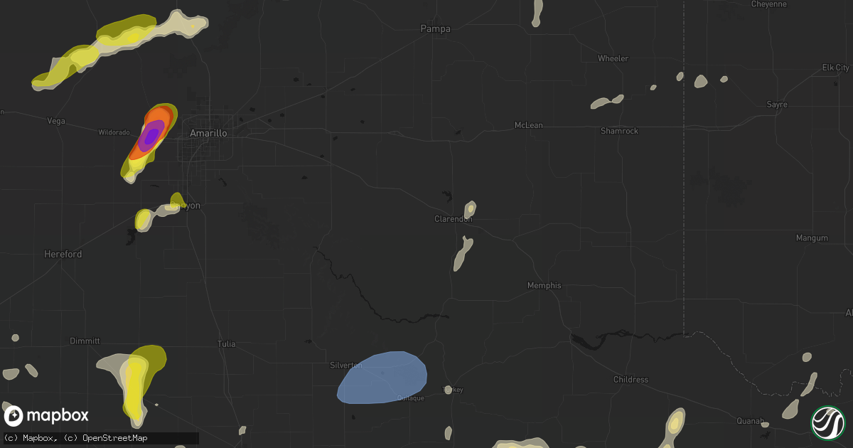 Hail map in Clarendon, TX on May 22, 2026