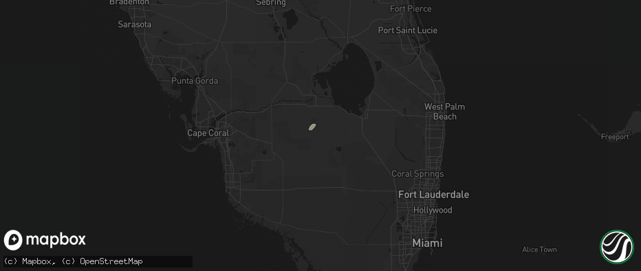 Hail map in Clewiston, FL on May 22, 2026