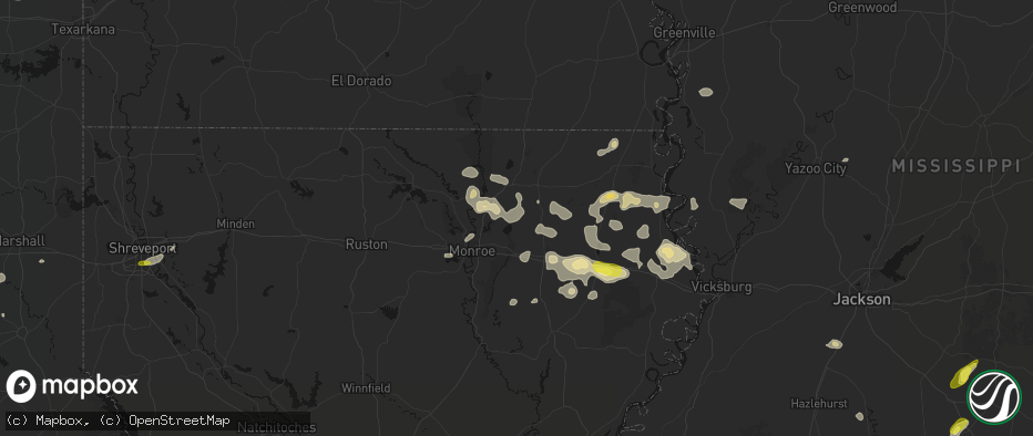 Hail map in Collinston, LA on May 22, 2026