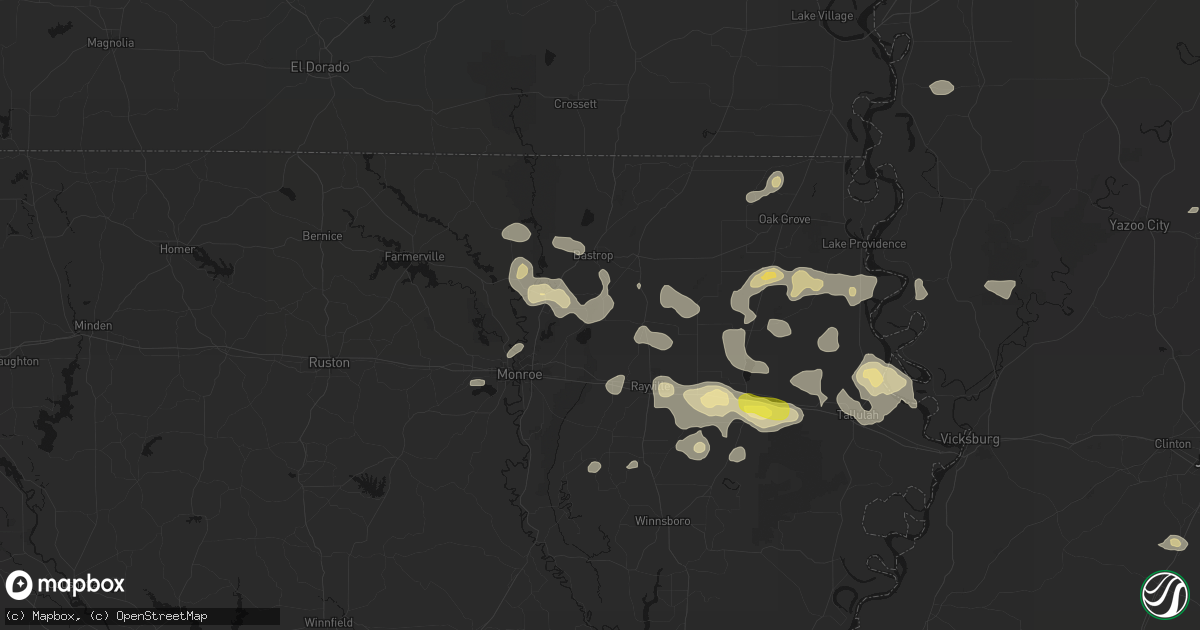 Hail map in Collinston, LA on May 22, 2026