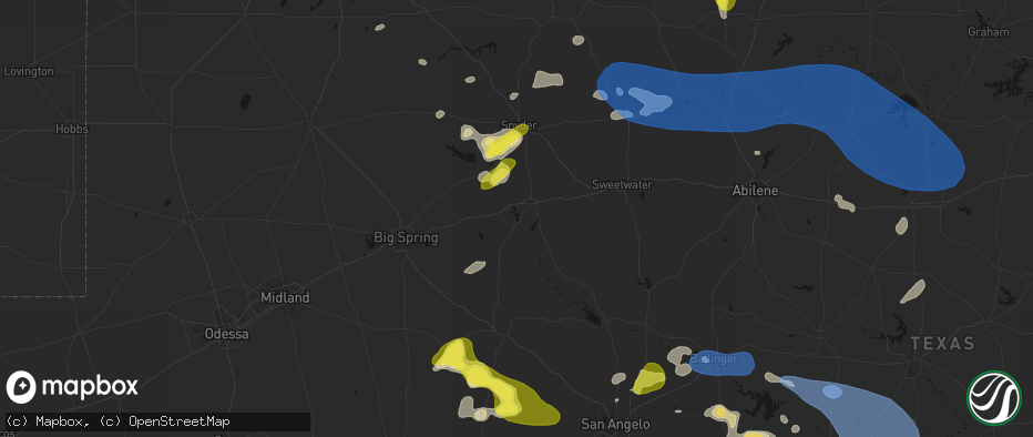 Hail map in Colorado City, TX on May 22, 2026