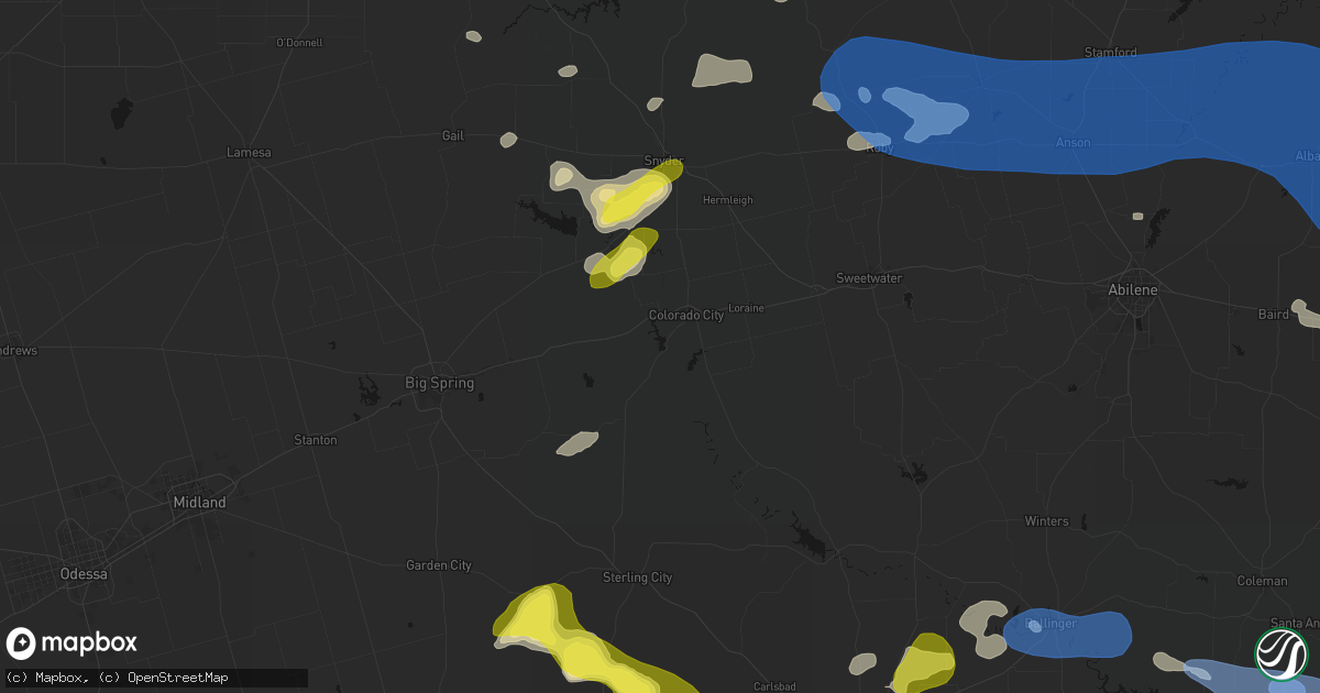 Hail map in Colorado City, TX on May 22, 2026