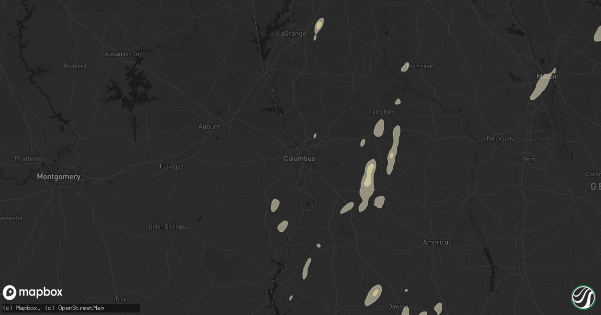Hail map in Columbus, GA on May 22, 2026