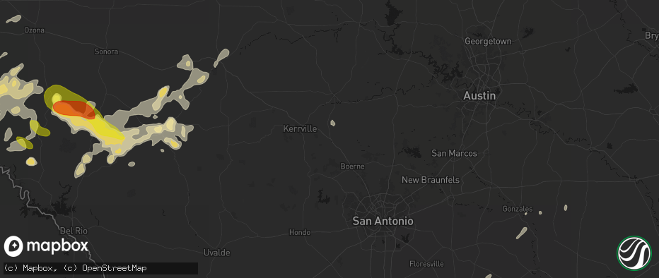 Hail map in Comfort, TX on May 22, 2026