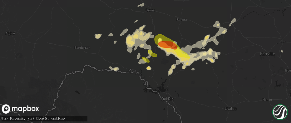 Hail map in Comstock, TX on May 22, 2026