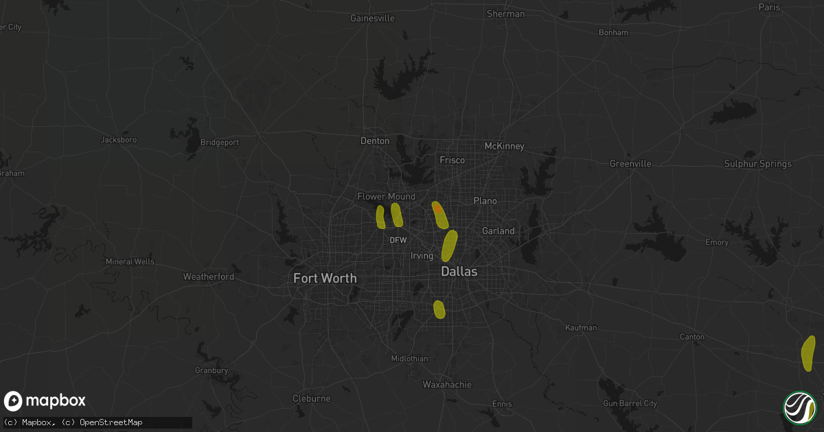 Hail map in Coppell, TX on May 22, 2026