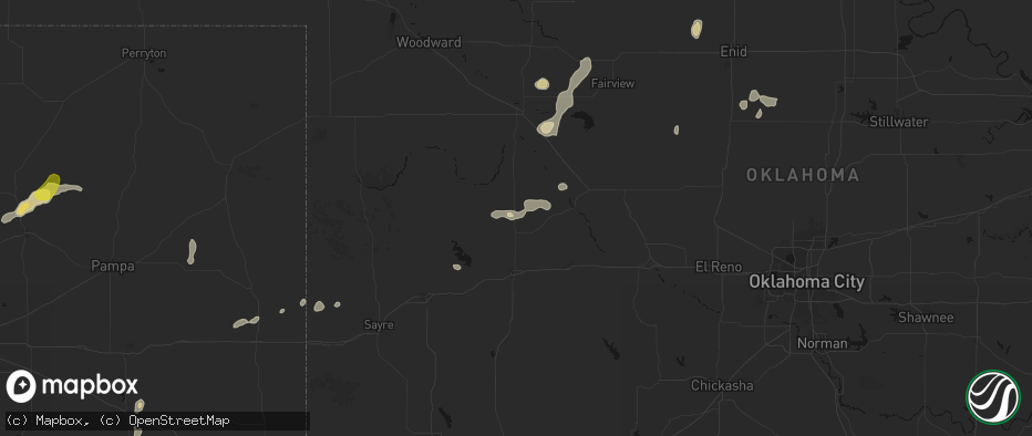 Hail map in Custer City, OK on May 22, 2026