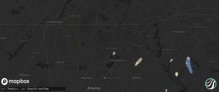 Hail map in Dahlonega, GA on May 22, 2026