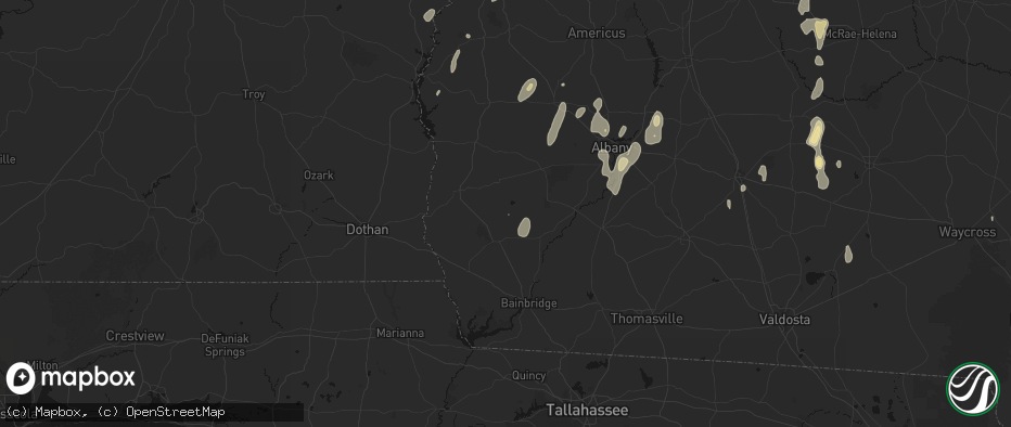 Hail map in Damascus, GA on May 22, 2026