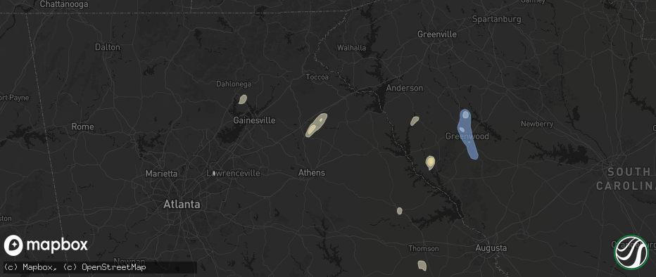 Hail map in Danielsville, GA on May 22, 2026