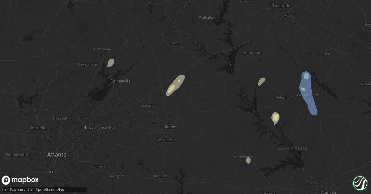Hail map in Danielsville, GA on May 22, 2026