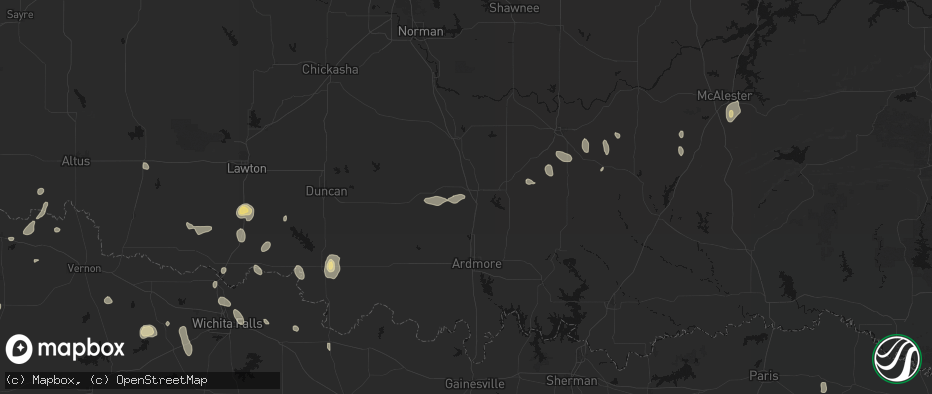 Hail map in Davis, OK on May 22, 2026