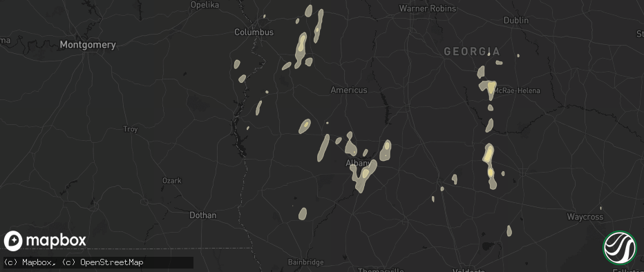 Hail map in Dawson, GA on May 22, 2026