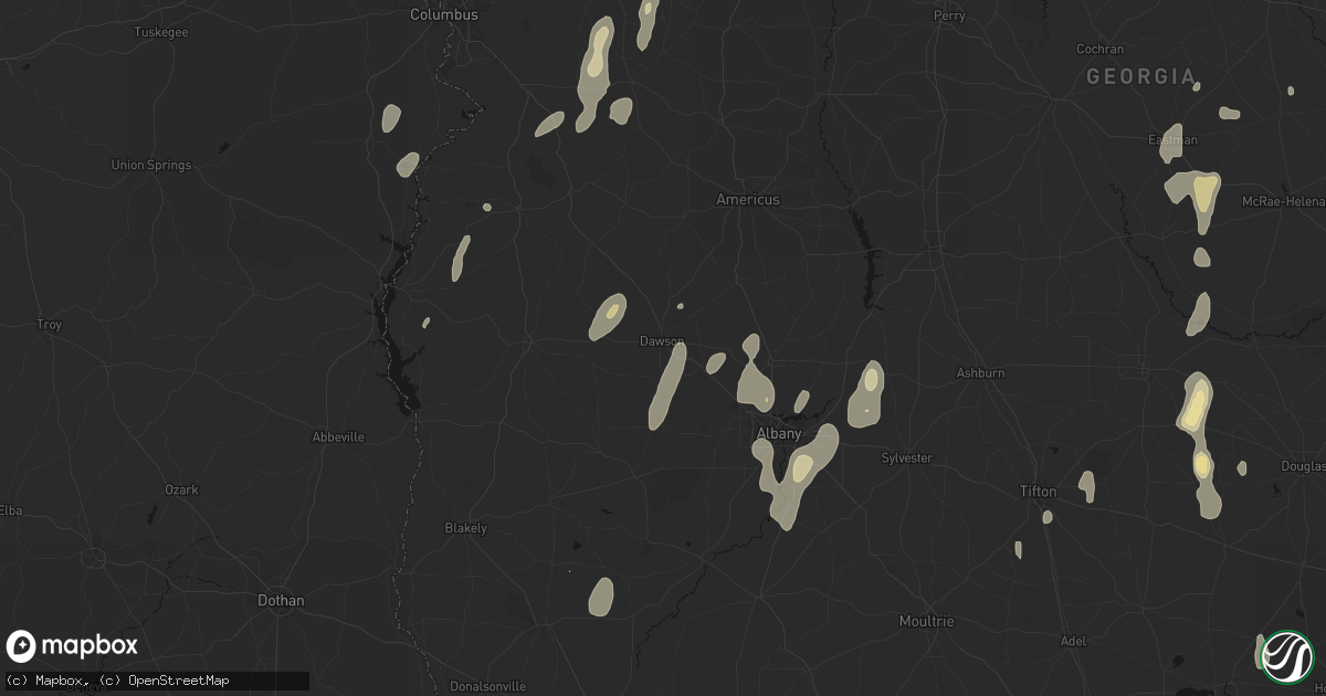 Hail map in Dawson, GA on May 22, 2026