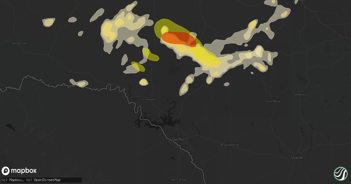 Hail map in Del Rio, TX on May 22, 2026