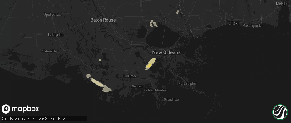 Hail map in Des Allemands, LA on May 22, 2026