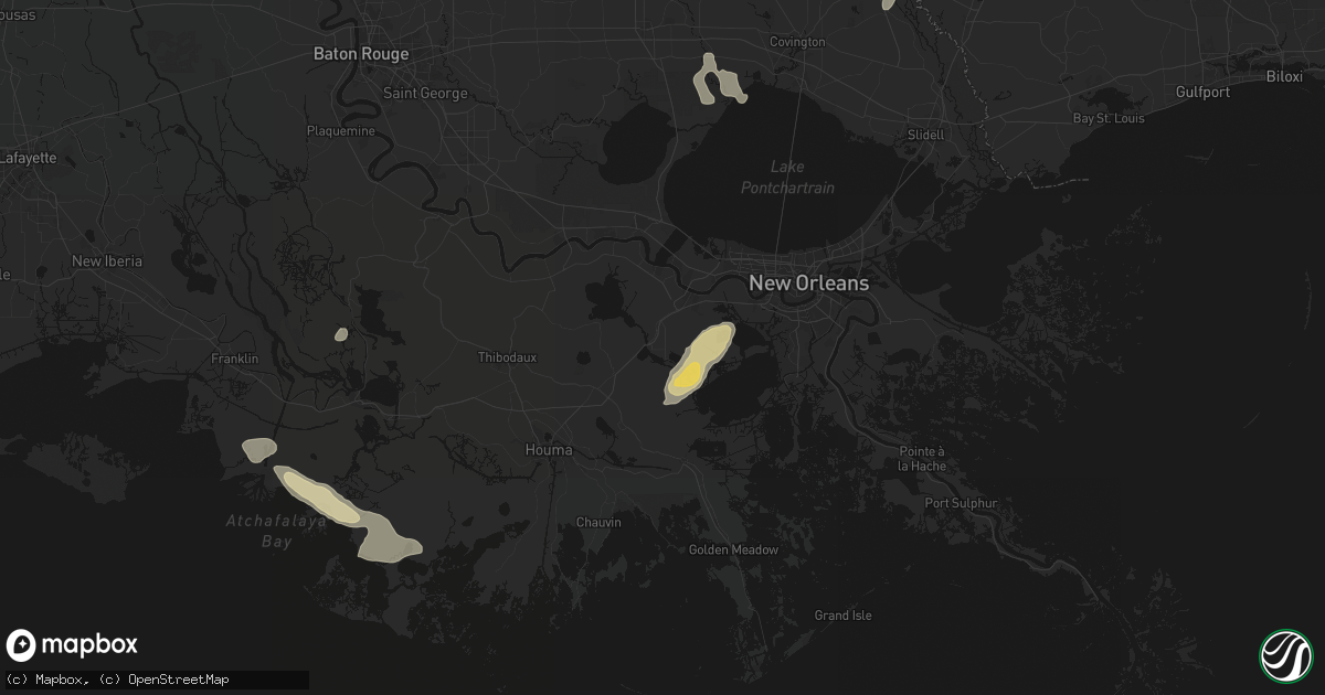 Hail map in Des Allemands, LA on May 22, 2026