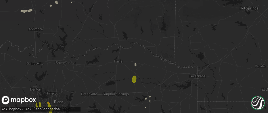 Hail map in Detroit, TX on May 22, 2026
