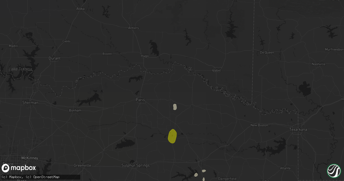 Hail map in Detroit, TX on May 22, 2026