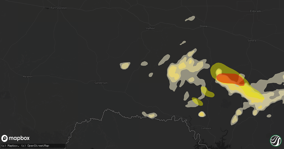 Hail map in Dryden, TX on May 22, 2026