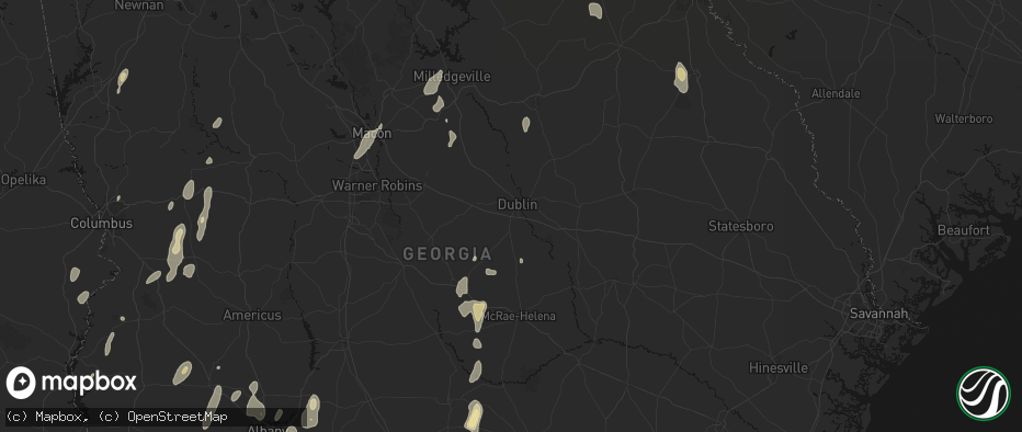 Hail map in Dublin, GA on May 22, 2026