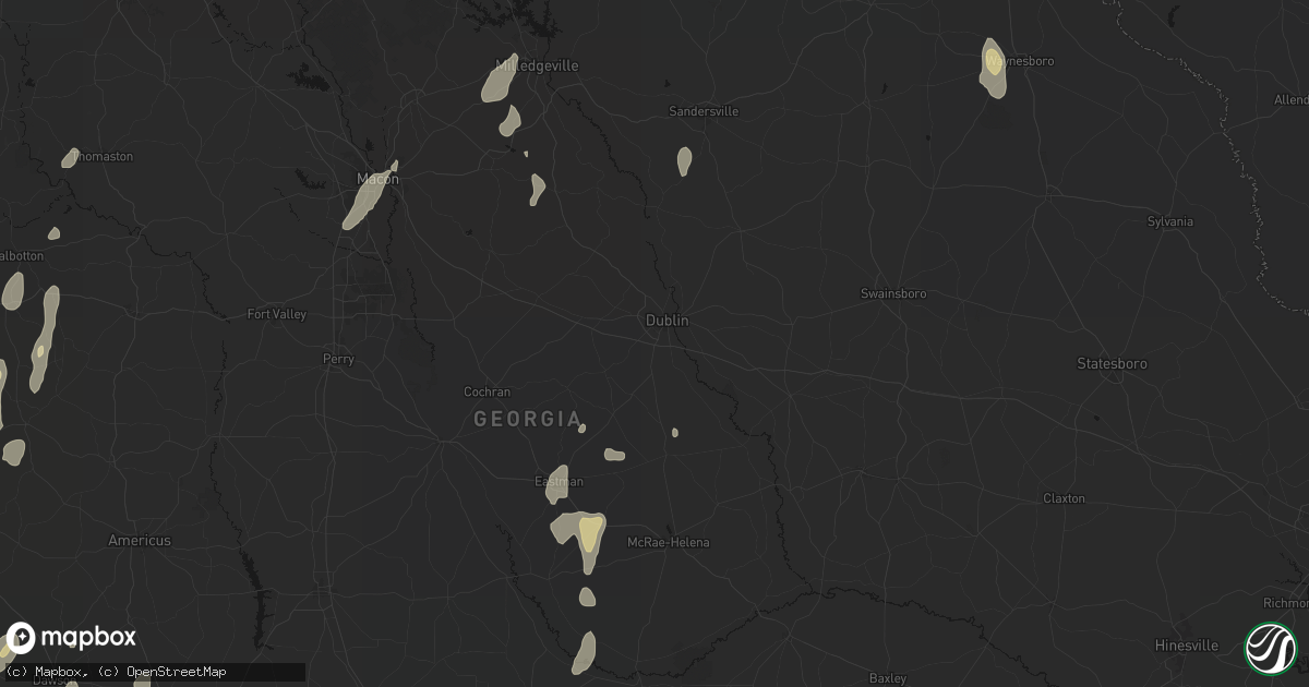 Hail map in Dublin, GA on May 22, 2026