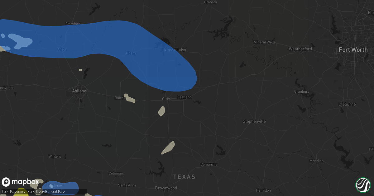 Hail map in Eastland, TX on May 22, 2026
