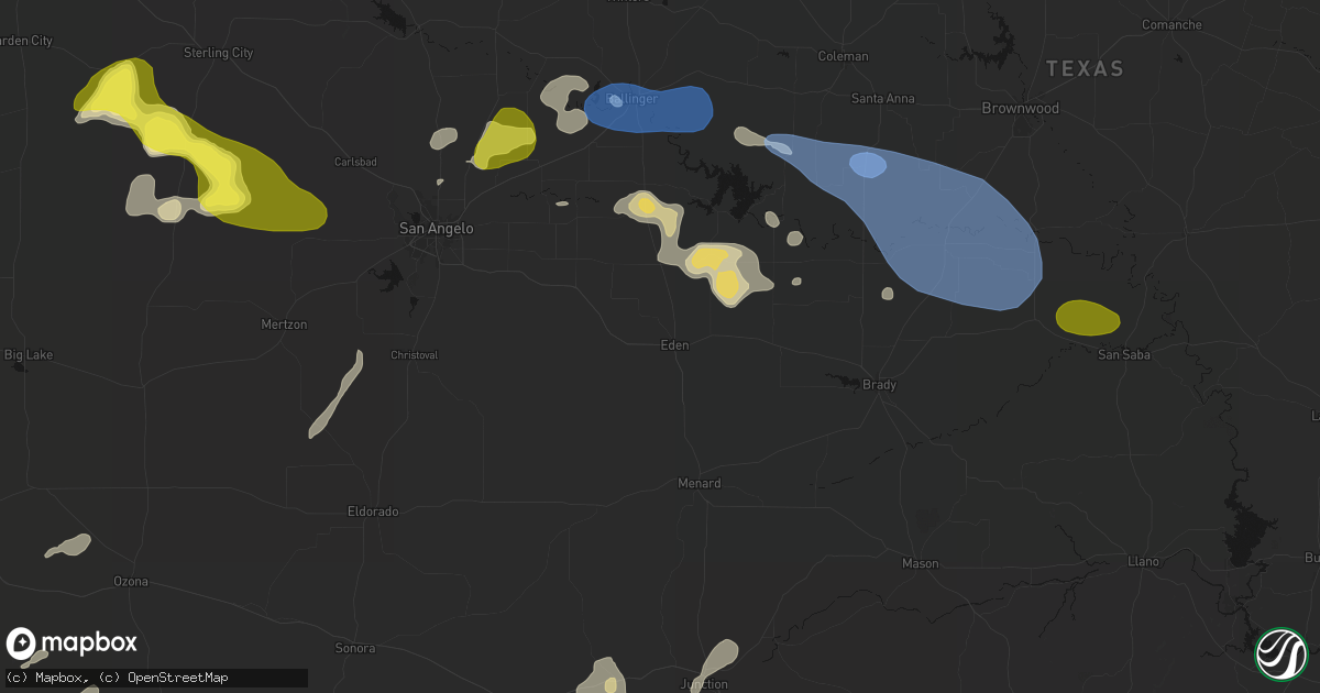 Hail map in Eden, TX on May 22, 2026