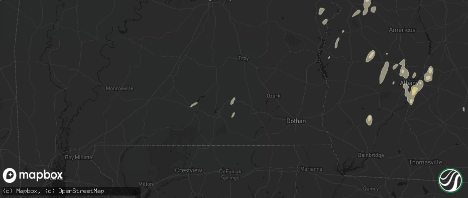 Hail map in Elba, AL on May 22, 2026