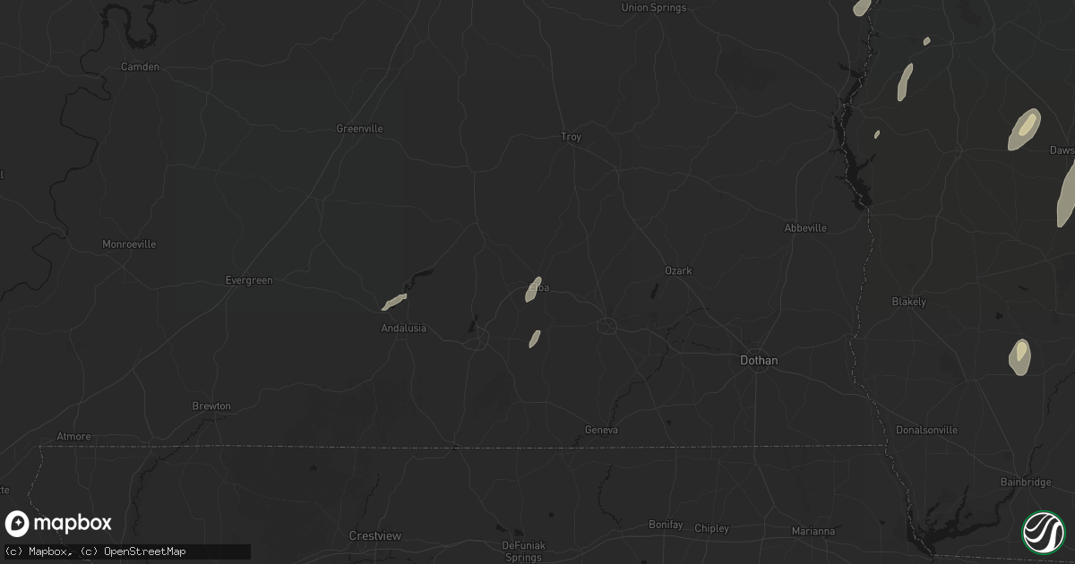 Hail map in Elba, AL on May 22, 2026