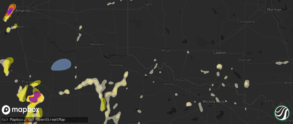 Hail map in Eldorado, OK on May 22, 2026