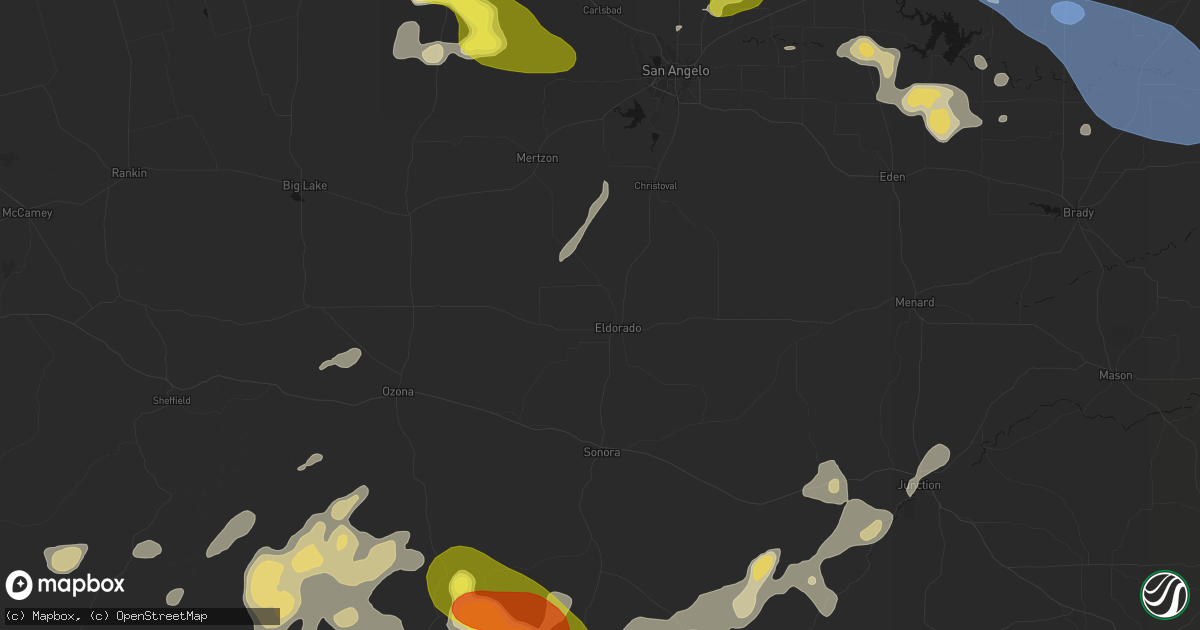 Hail map in Eldorado, TX on May 22, 2026