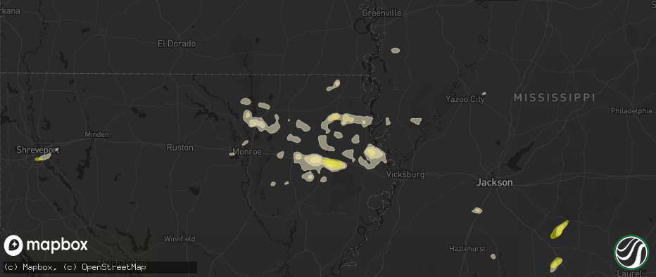 Hail map in Epps, LA on May 22, 2026